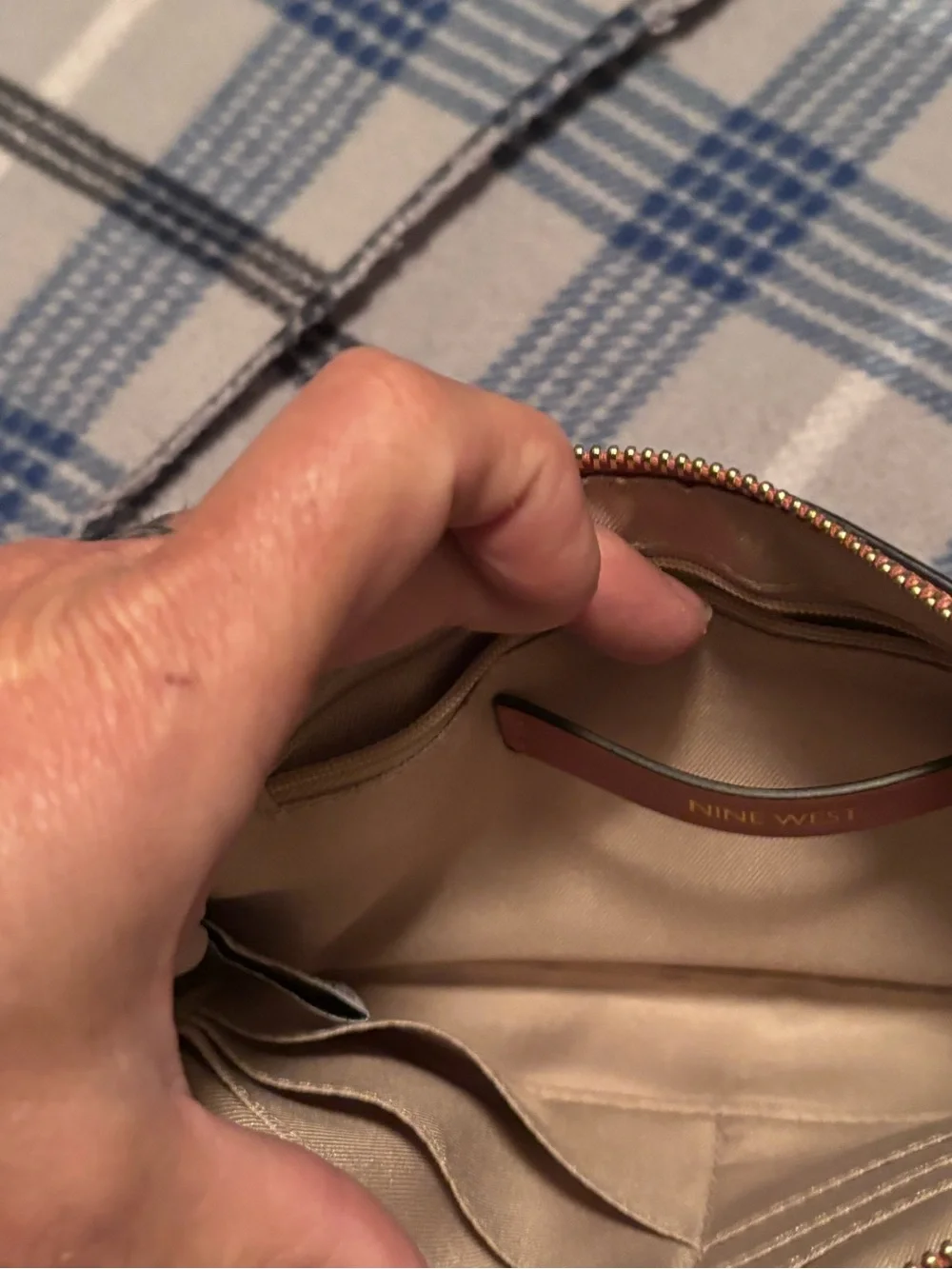 Nine West Coral Pink Perforated Leather Wristlet Clutch